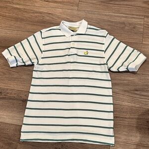 Masters 2003 Boys 12-14 White Polo with Green Stripes